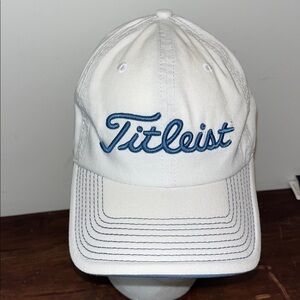 NWOT Titleist Tour Sewn Patch Golf Hat Baseball Golfer White Carolina Blue cap